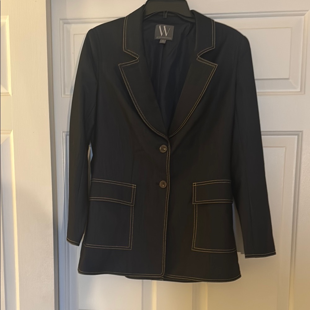 W Black Blazer with Contrast Stitching